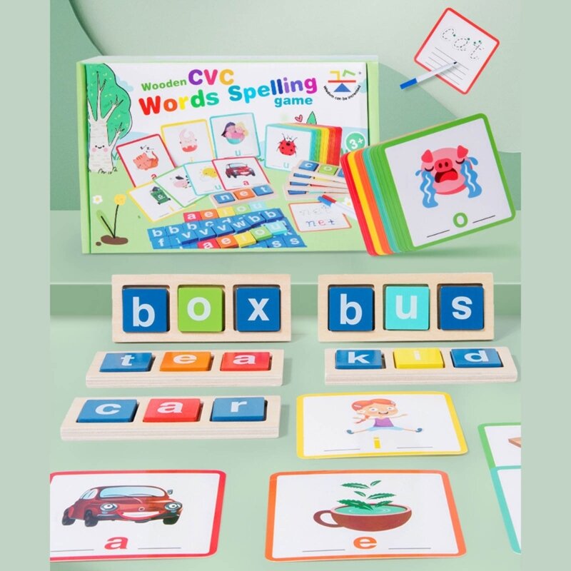 Enfants Puzzle bois orthographe mot enfants lettre jeu maternelle aides pédagogiques anglais lettre mot apprentissage jouet