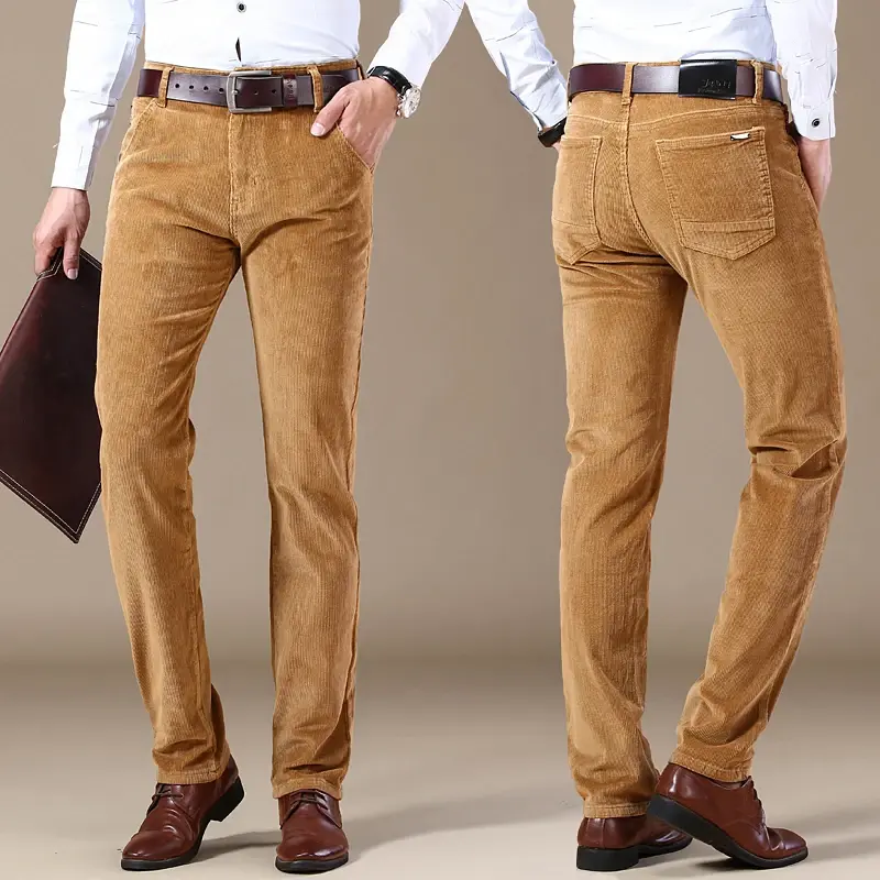 Calça casual grossa de veludo masculino, stretch, roupas de marca masculina, moda empresarial, novo estilo, 6 cores, inverno, 2023