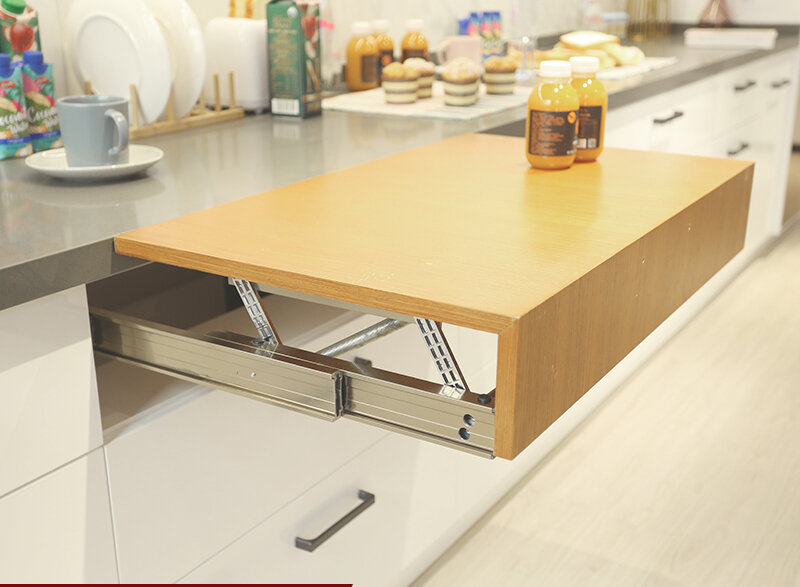 Kitchen Invisible Extension Accessories Feature Bay Window Desk Pull Table Household Slide Rail Guide Hardware
