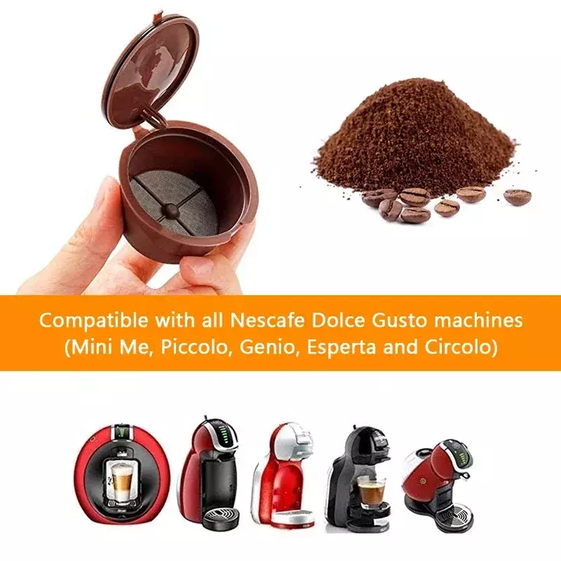 1/3/4/6Pcs Reusable Coffee Capsule Kits for Nescafe Dolce Gusto Machine Refillable Capsules Pod Compatible Filter Cups Dispenser