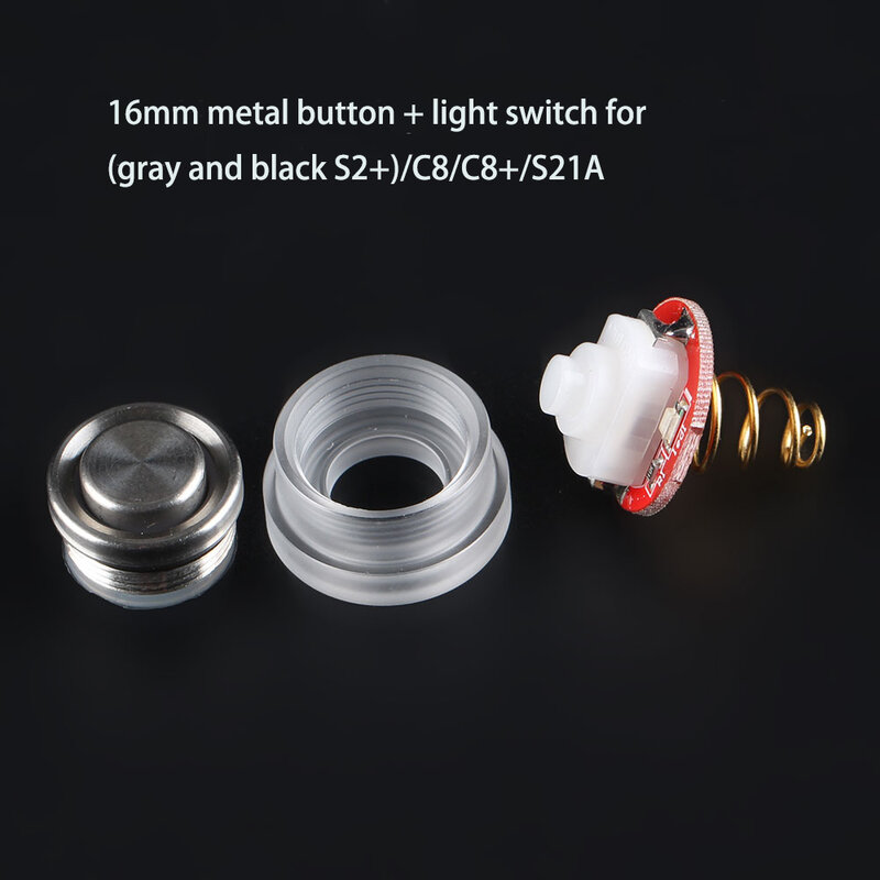 Convoy S2+ S2 C8 C8+ S21A Flashlight 16mm light switch Metal button