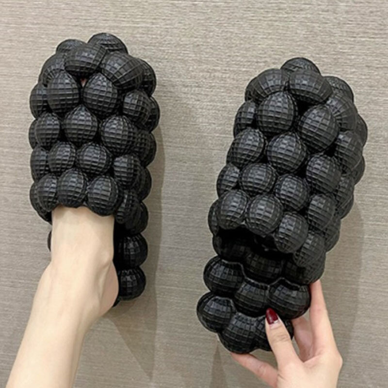 2023 летние женские уличные сандалии унисекс с толстыми искусственными пузырями, массажные однотонные сандалии, Тапочки для пар