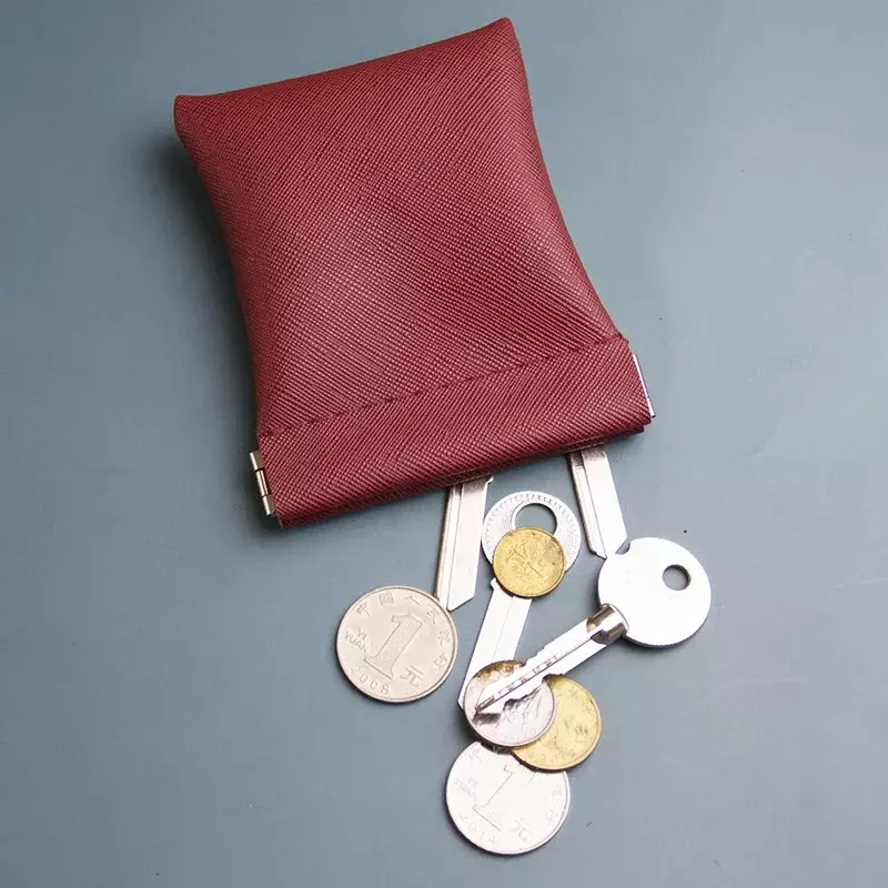 Mini bolsa de armazenamento de couro das crianças saco chave do plutônio lesther sólida pequena carteira de cartão de moeda