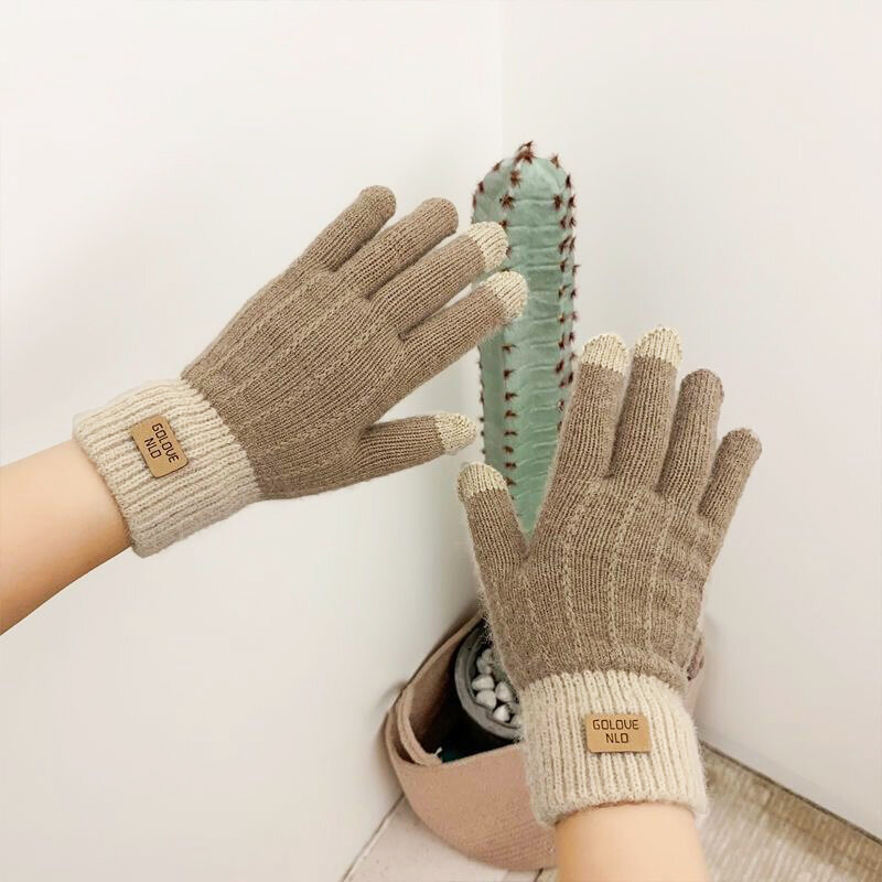Кашемировые вязаные женские перчатки для сенсорного экрана осень и зима теплые мужские уличные флисовые Утепленные перчатки с защитой от замерзания