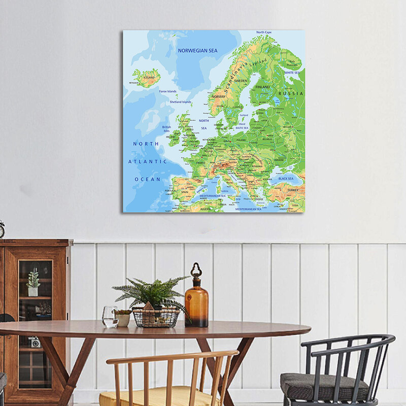 90*90cm mapa orograficzna i drogowa europy włókniny na płótnie plakat na ścianę klasie dekoracji wnętrz szkolnych