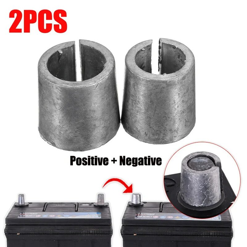 2Pcs Battery Post Adaptors Sleeves Car Battery Terminal Converter Positive Negative Battery Connect Terminal Repair Shim