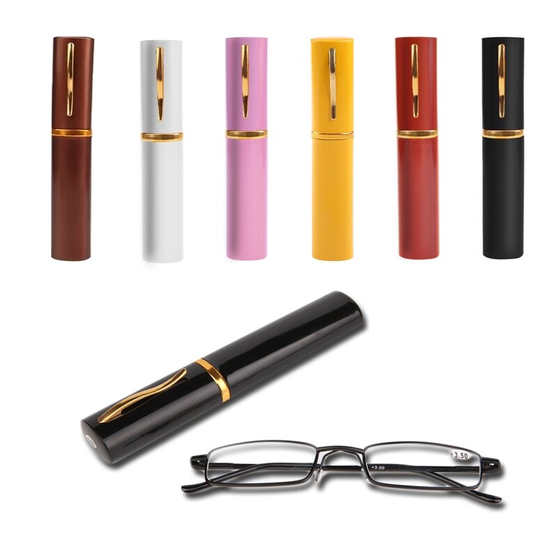 New Reading Glasses Colors Unisex Metal With Tube Case +1.5+2.0+2.5+3.0+3.5+4.0