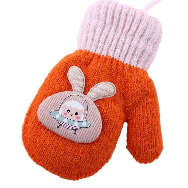 Sarung tangan rajut bayi perempuan, sarung tangan hangat dipertebal untuk balita bayi