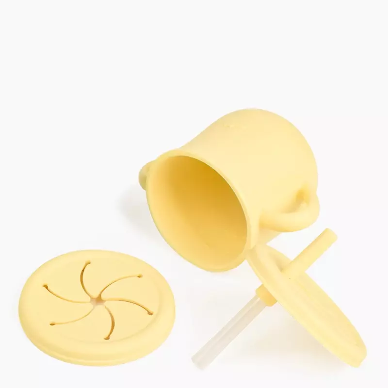 Caixa De Armazenamento De Alimentos De Silicone para Crianças, Cor Sólida Baby Sippy Cup, Portátil Crianças Snacks Recipiente com Tampa Escala, BPA Livre, 200ml