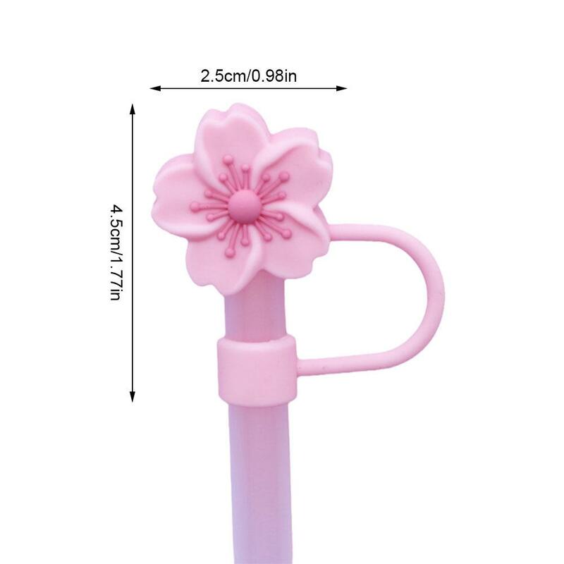 Penutup sedotan bunga silikon untuk botol air kaca bentuk bunga tutup debu minum Aksesori cangkir penutup ujung sedotan untuk 8-10mm