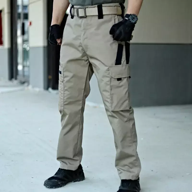 Pantalones Cargo para hombre, pantalón táctico grande con múltiples bolsillos, resistente al agua, entrenamiento de combate, correr, Verano