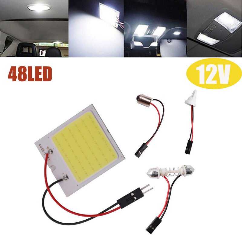 Cabin Light COB LED Light Panel 12V COB Lamp Bead Plug & Play Super White 16/24/36/48 Piece Of Chip In-Car Reading Light