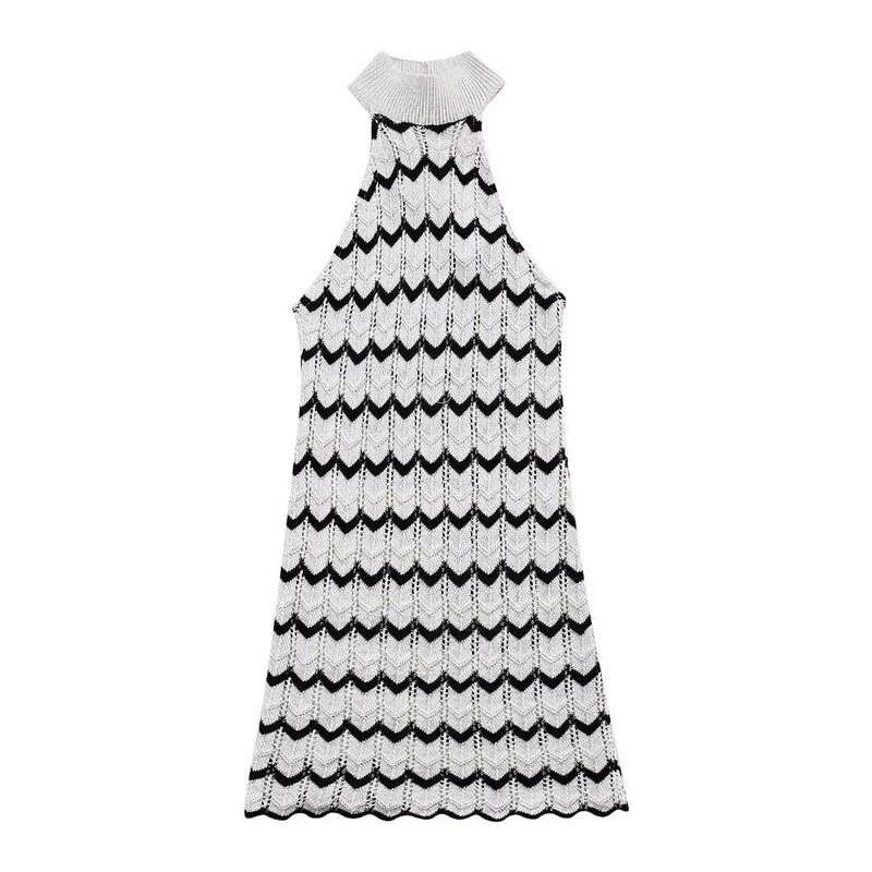 여성용 소프트 터치 뜨게 미니 원피스 빈티지 카울 드레스, 세련된 패션 가운, 2024 신상