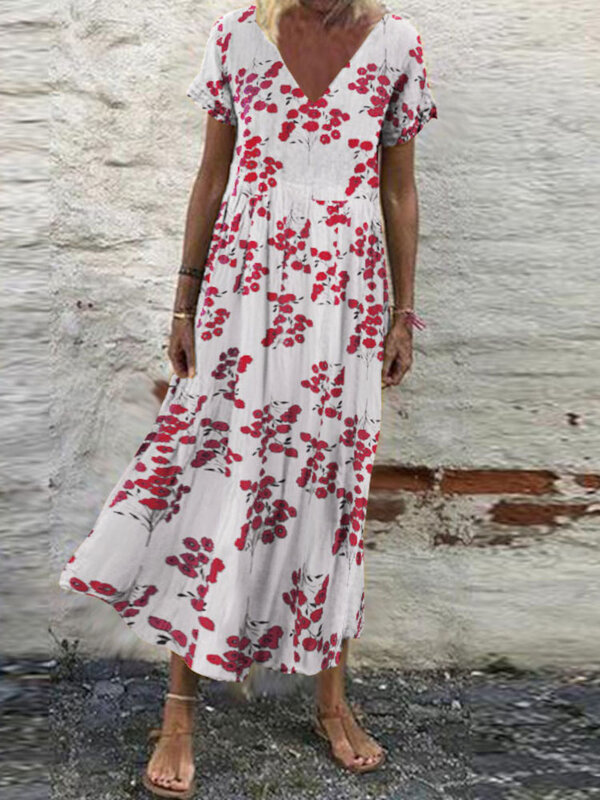 Oversized Womens Floral Sundress ZANZEA 2023 Kaftan Printed Summer Dress Short Sleeve Maxi Vestidos Female Casual Robe Femme