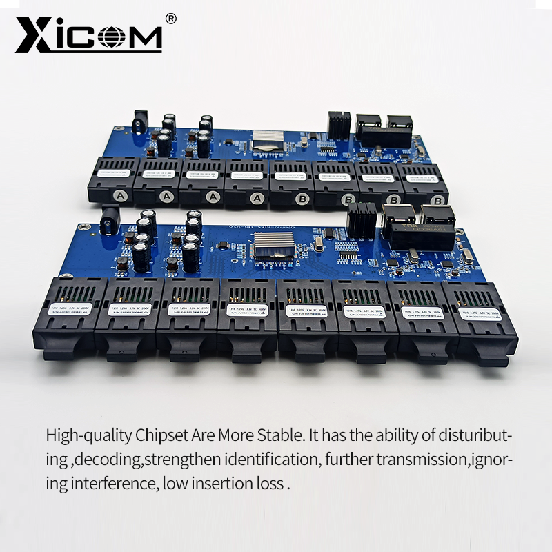 Gigabit Ethernet Faser Schalter Media Converter 8 Fiber Port 2 RJ45 Faser Port Optische Transceiver 20KM SC Single-mode 100/100 0M