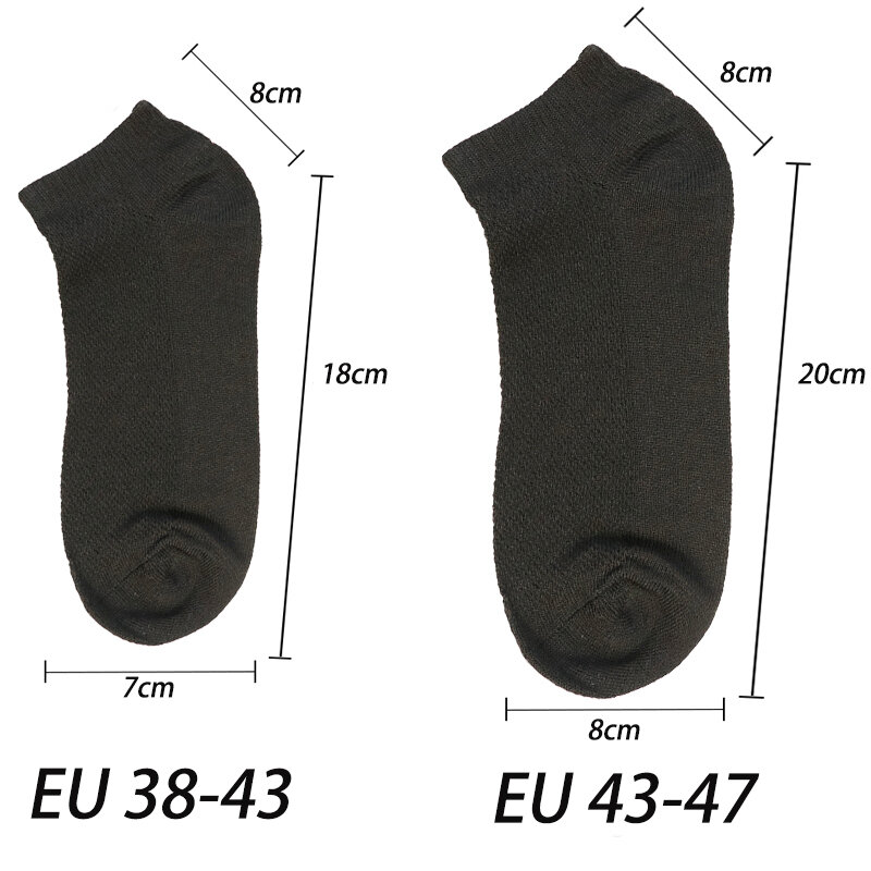 5/10/20 par oddychających skarpety męskie krótkich kostek elastycznych siatka w jednolitym kolorze bawełnianych Business Unisex Sokken Plus Size EU38-47