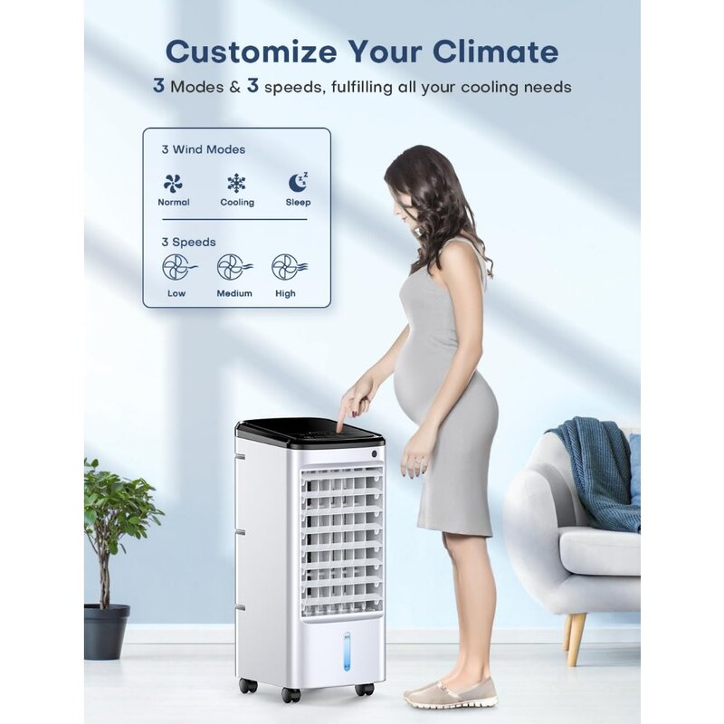 3-in-1-Verdunstungsluftkühler, Sumpf kühler mit Schlaf-/Kühl modus, tragbare Klimaanlagen mit 3 Modi und 3 Geschwindigkeiten
