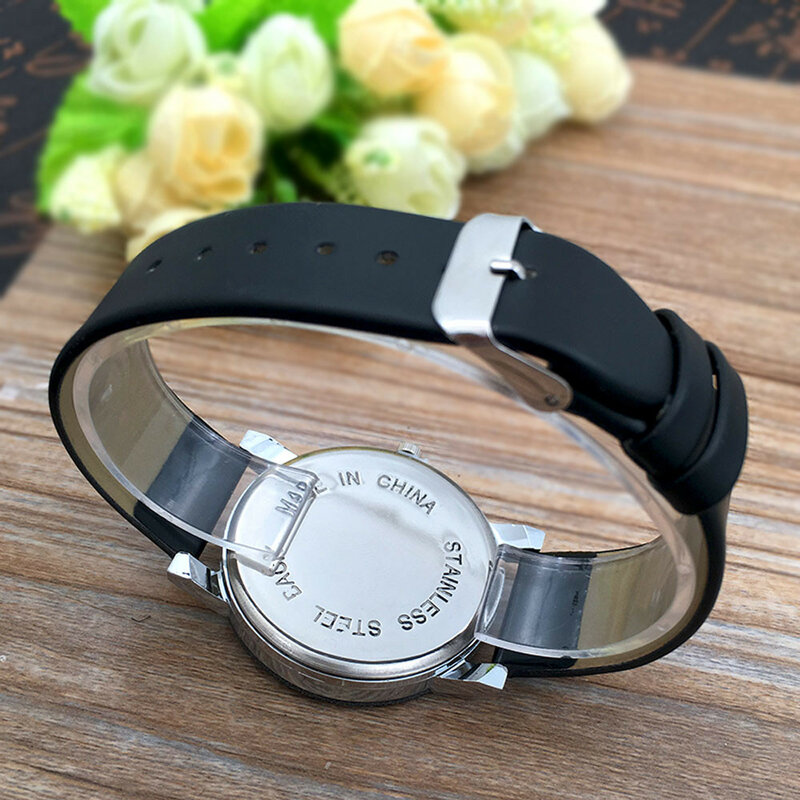 Fashion Couple Watches Stylish Glass Dial Leather Strap Quartz Watch Valentine'S Romantic Gift For Men Women Watches Pareja