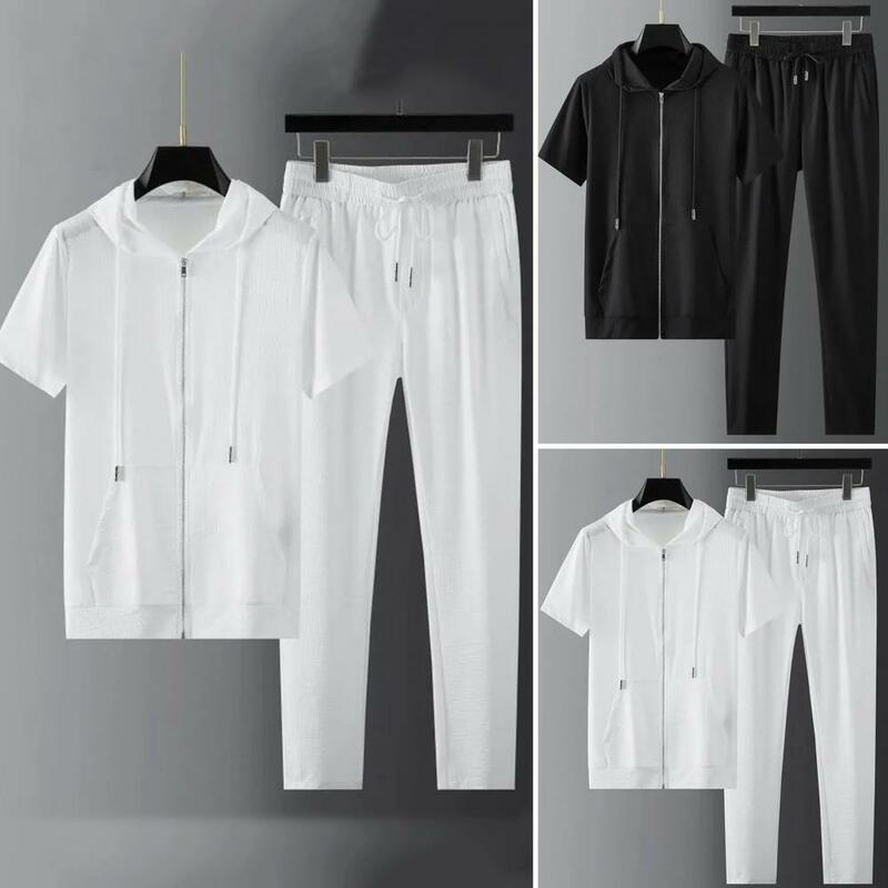 Conjunto de camiseta e calças resistentes ao desgaste casual, agasalho verão, alta qualidade, absorção de suor, 2 peças por conjunto