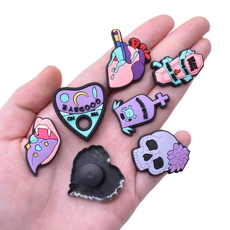 All Saints' Day Halloween skull heart dog tomb-shaped head purple Charms Shoe Decorations Pins for Woman Men Gifts Clog Buckle
