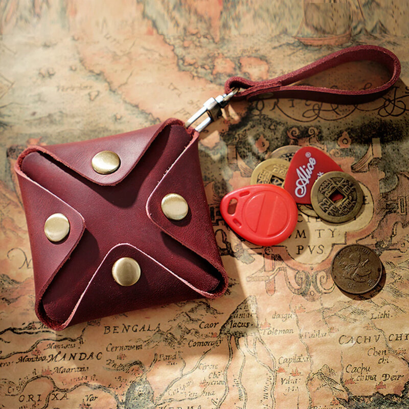 AIGUONIU men buckle vintage durable casual pockets portable genuine leather coin purse fashion gift solid mini handbag