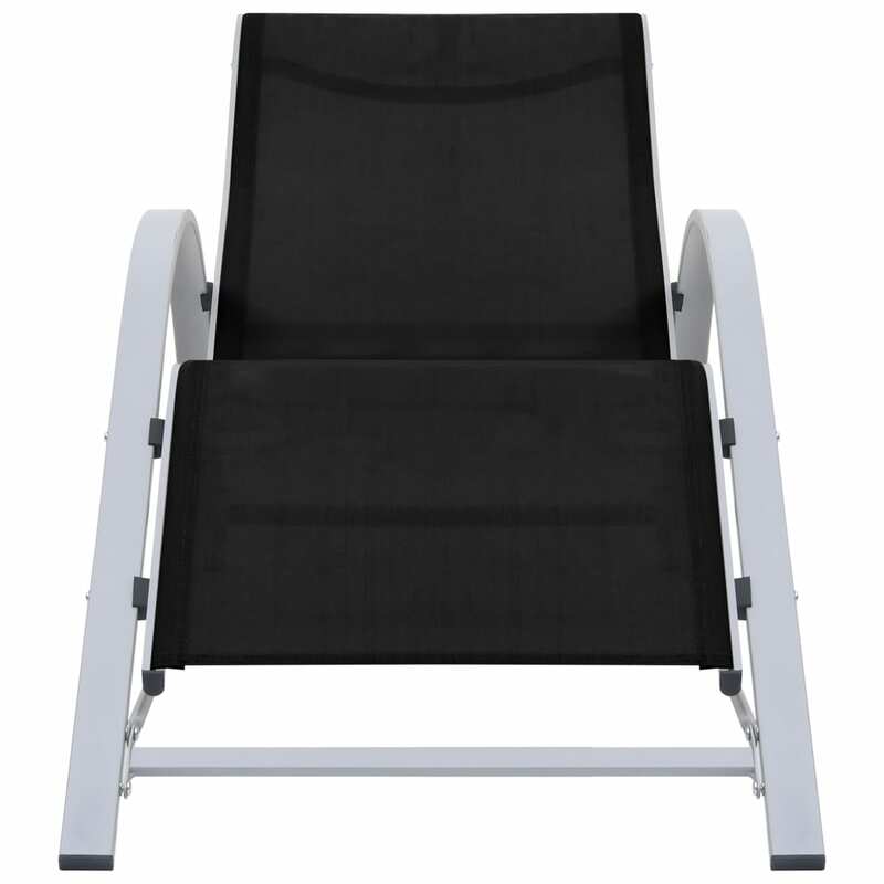 Sun Lounger, Textilene and Aluminium Outdoor Recliner Chair, Patio Furniture Black 167 x 60 x 66 cm