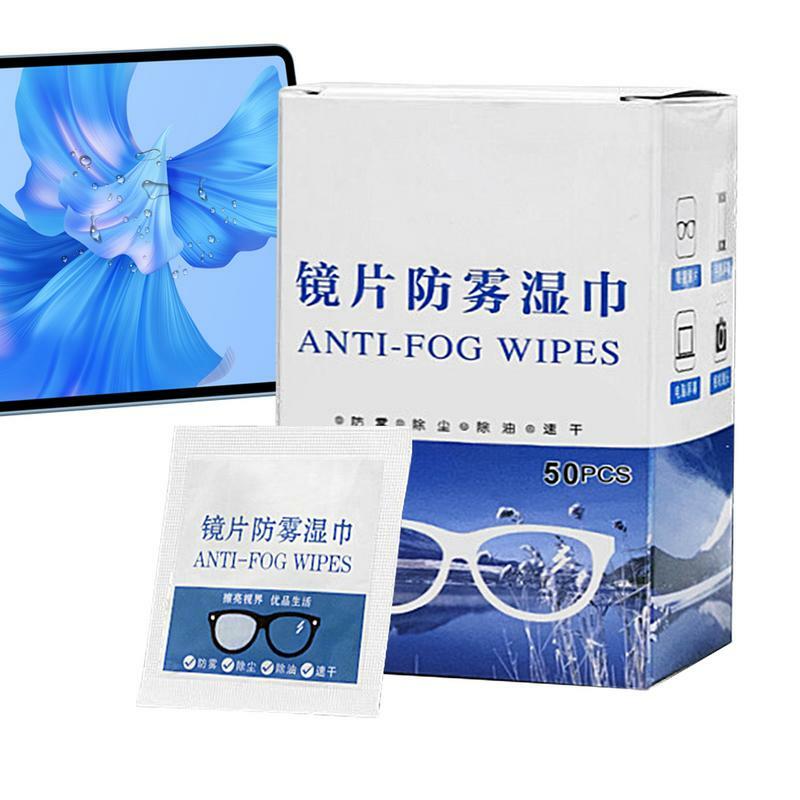 Glasses Wipes 50pcs Pre-Moistened Eye Glasses Wiping Pads Eyeglass Cleaning Supplies Individually Wrapped For Camera Goggles Car