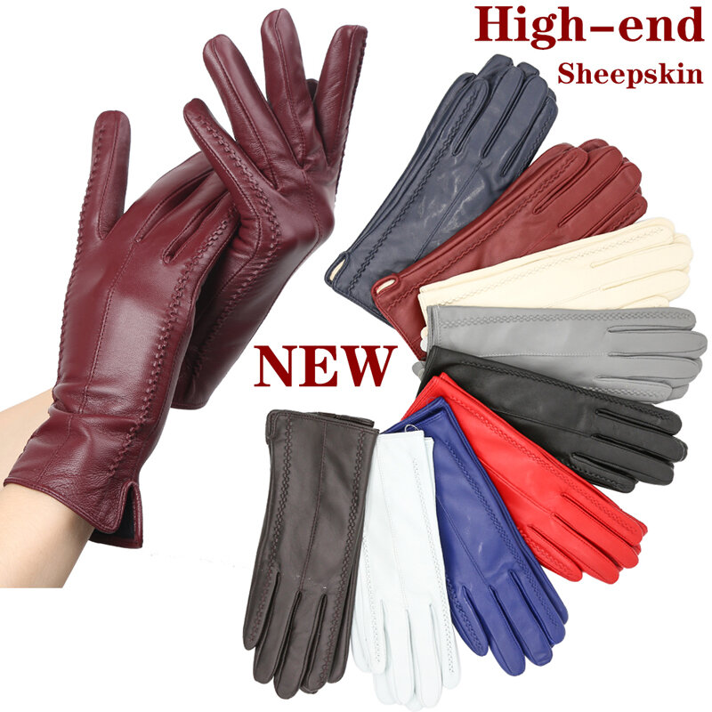 Gants des nouvelles femmes de mode, gants d'hiver des femmes de peau de mouton, gants en cuir des femmes de couleurs multiples gloves-2226C de haute qualité