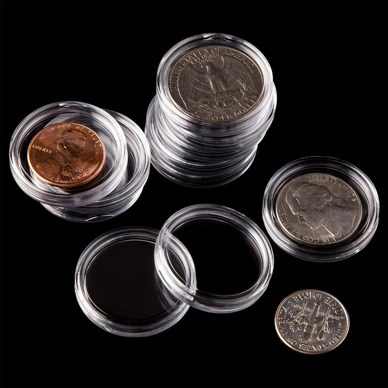40mmx3mm Transparent Coin Cases Holder Coin Collecting Box Case Coins Storage Capsules Protection Boxes Container Display Stand