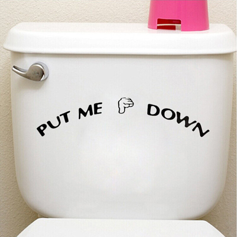 1PC PUT ME DOWN Word Lettering Art Vinyl Decal Wallpaper Toilet Seat Gesture Sign Reminder Quote