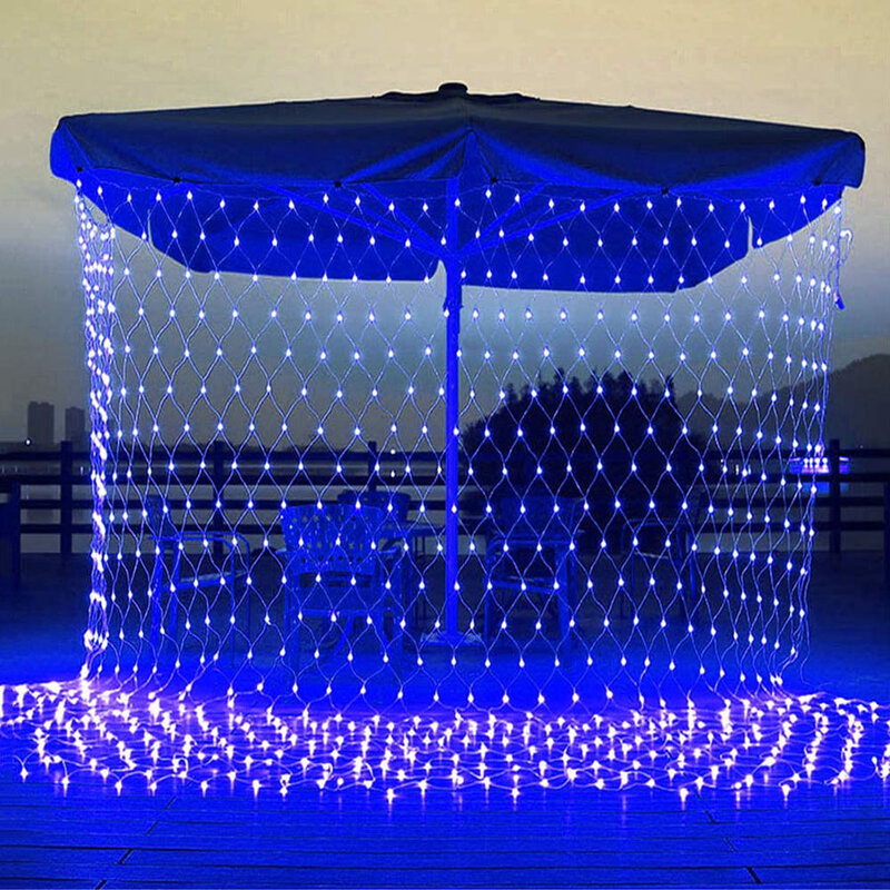 Solar Powered Net Light Mesh Fairy Lights Waterproof Garland With 8 Modes Timer Christmas Decorations For Home 3M X 2M Holiday