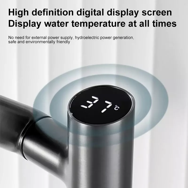 Bateria kuchenna Inteligentny wyświetlacz cyfrowy 360°° Obrotowy wielofunkcyjny opryskiwacz strumieniowy Mieszacz zlewozmywakowy z zimną i ciepłą wodą Rocker Wash Tap