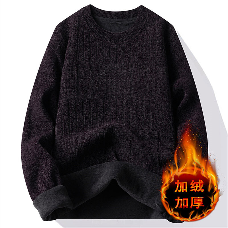 Nowy męski sweter z okrągłym dekoltem sweter oversize zimowy gruby ciepły moda z dzianiny męski jesienny sweter z dzianiny w stylu Casual