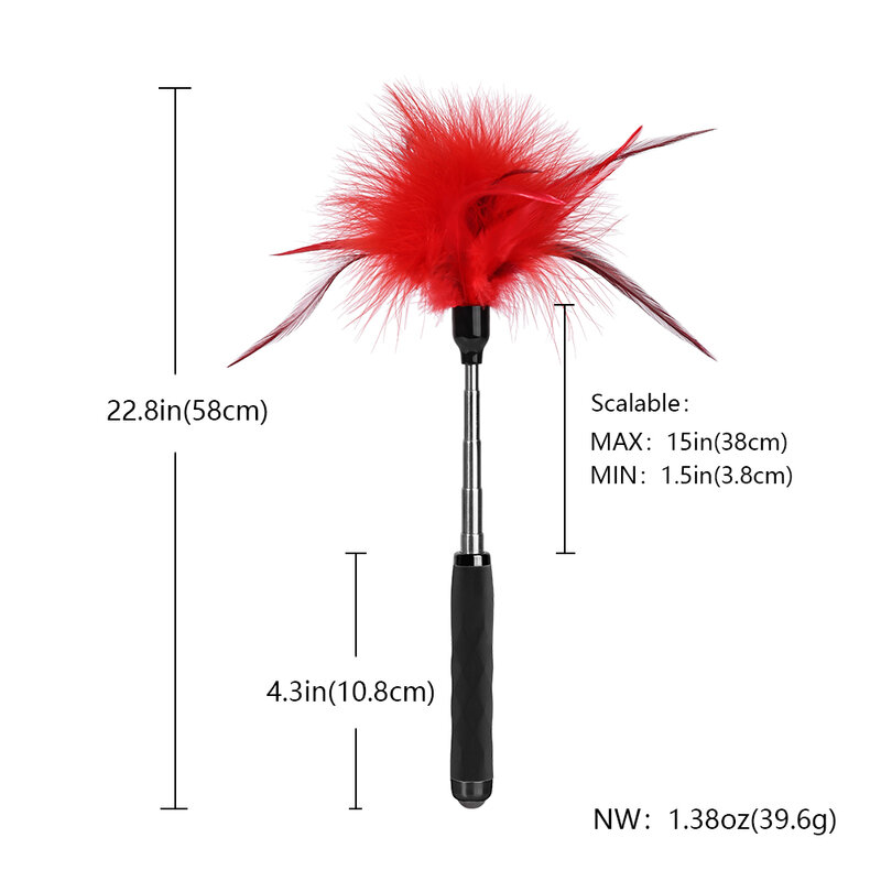 Alternative Passion Sex Toys Feather Long Stick Tickle Retractable Stainless Steel Metal Rod SM Flirting Tools for Women&Couples