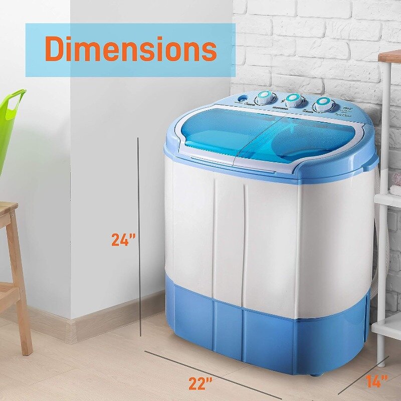Pyle mesin cuci portabel 2 dalam 1, Mesin cuci & pengering putar, nyaman, akses mudah, desain hemat energi & air