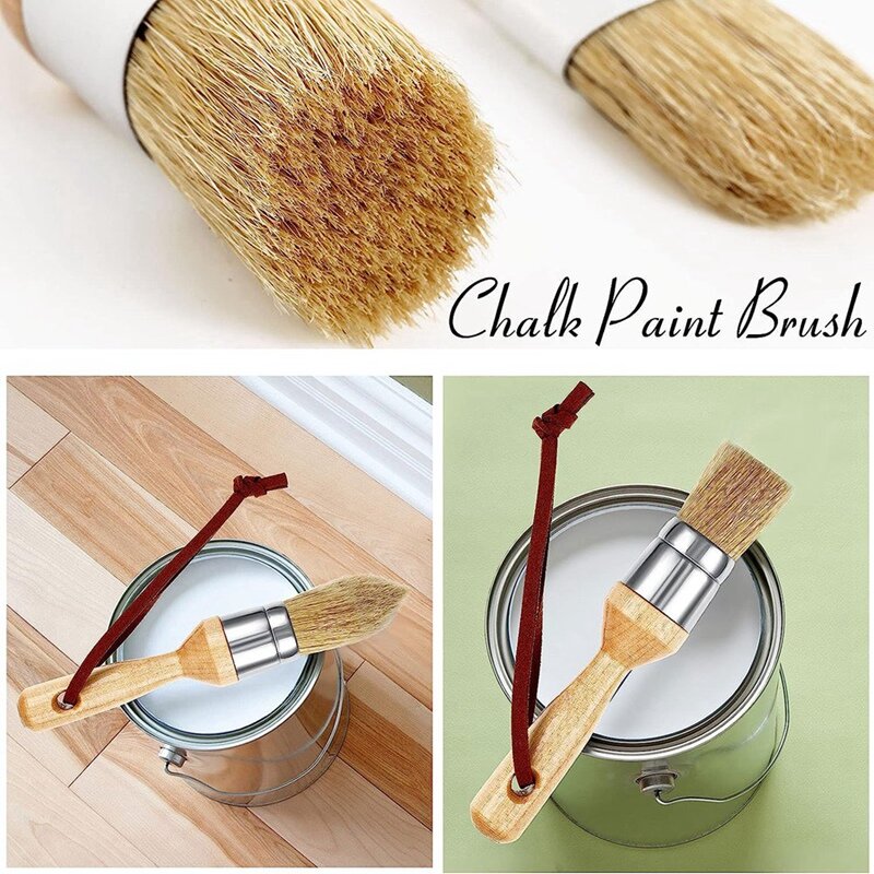 3Pcs Oval Brush For Acrylic Painting Bristle Stencil Brushes For Wood Furniture Home Decor