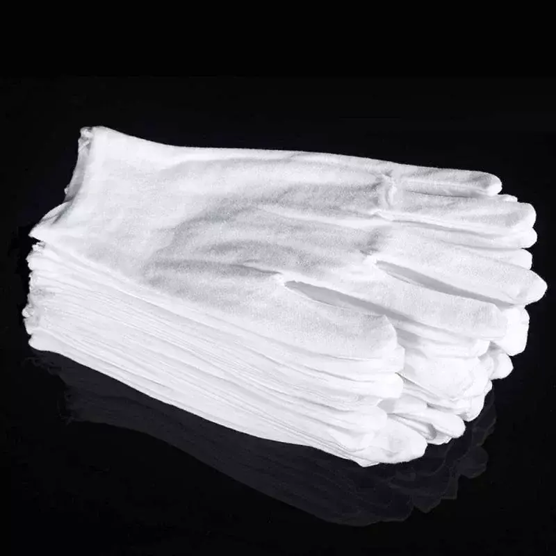 1/5 Paar Witte Katoenen Werkhandschoenen Voor Droge Handen Hantering Film Spa Handschoen Ceremoniële High Stretch Huishoudelijke Schoonmaak Gereedschap Wanten