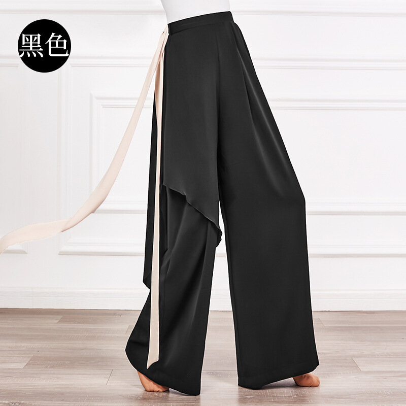High Quality Chiffon Women's Pants High Waist Full-lenth Loose White Black Pants Casual Long Wide-leg Pants Women Trousers