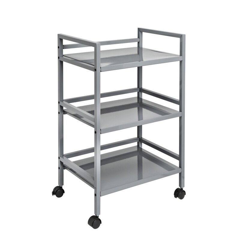 Mel-Can-Do 3-Tier Metal Rolling Storage Cart, cinza