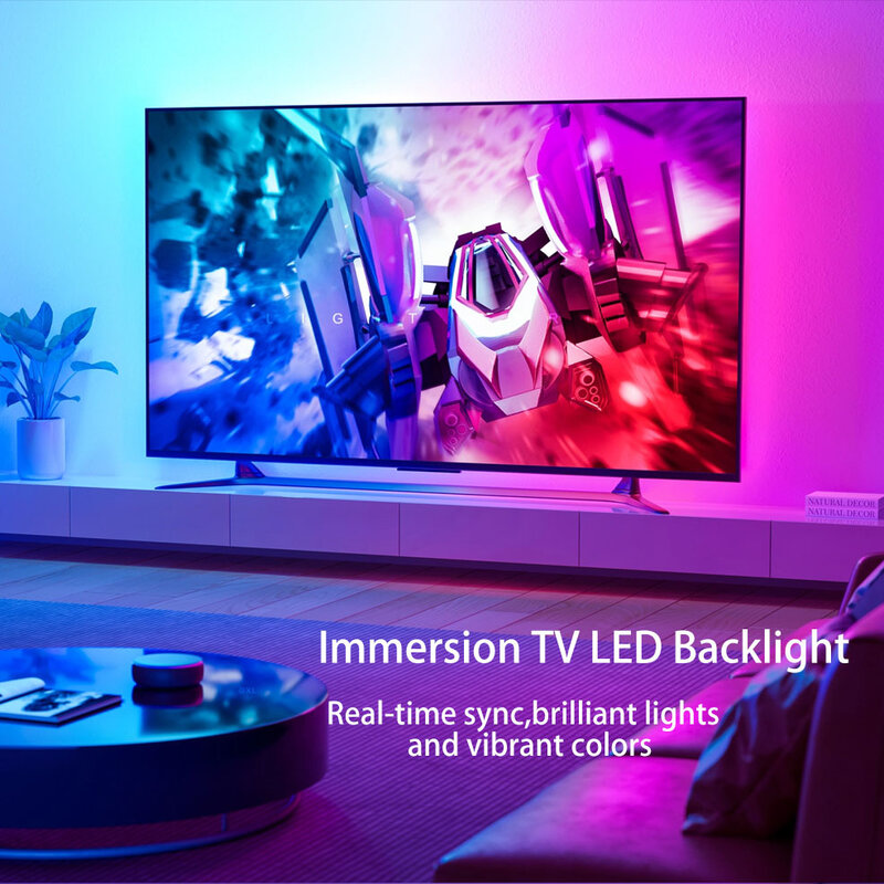 Tira de luces Led de retroiluminación ambiental para TV, dispositivo de sincronización 4K, HDMI 2,0, Wifi, Alexa, Control por voz y asistente de Google