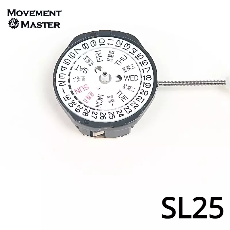 Nowy oryginalny mechanizm kwarcowy SL25 podwójny kalendarz 3 ręce zegarek części zamienne do naprawy