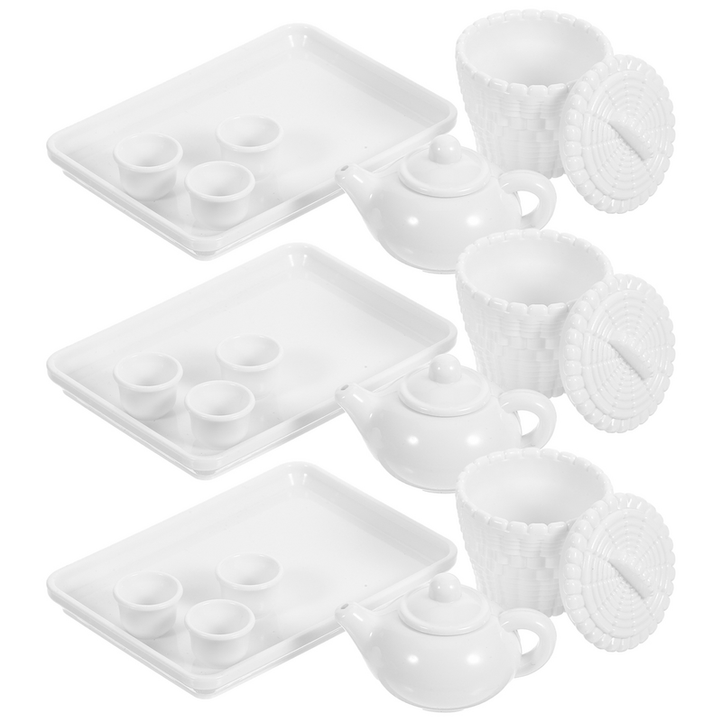 3 Set di accessori per Set da tè per casa delle bambole Mini tazze da tè vassoio da tè in miniatura