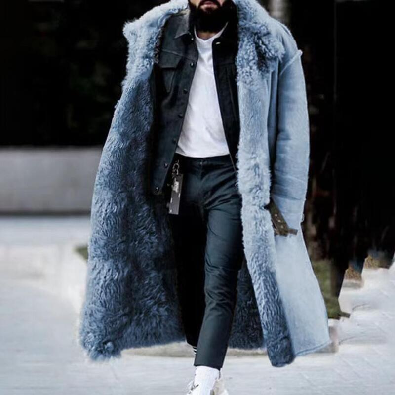 Manteau d'hiver en peluche pour homme, coupe-vent monochrome, manteau optique haut de gamme, revers à simple boutonnage, degré froid, extérieur pour homme