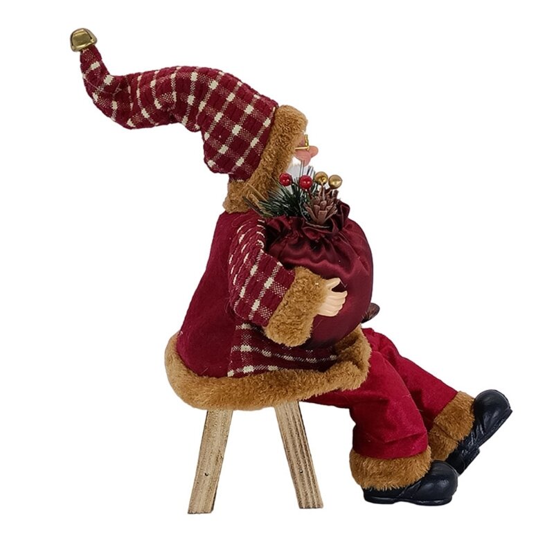 Patung Santa Klaus Duduk 14 ''Dekorasi Figur Menggantung Ornamen Pohon Santa untuk Mainan Boneka