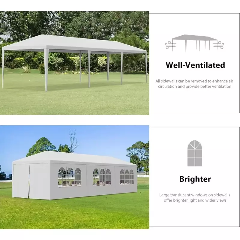خيمة مظلة خارجية بجدران جانبية قابلة للإزالة ، شرفة تخييم للفناء ، مأوى ، جناح ، مظلة ، حفلة ، زفاف ، شواء ، أحداث ، 10 × 30 بوصة