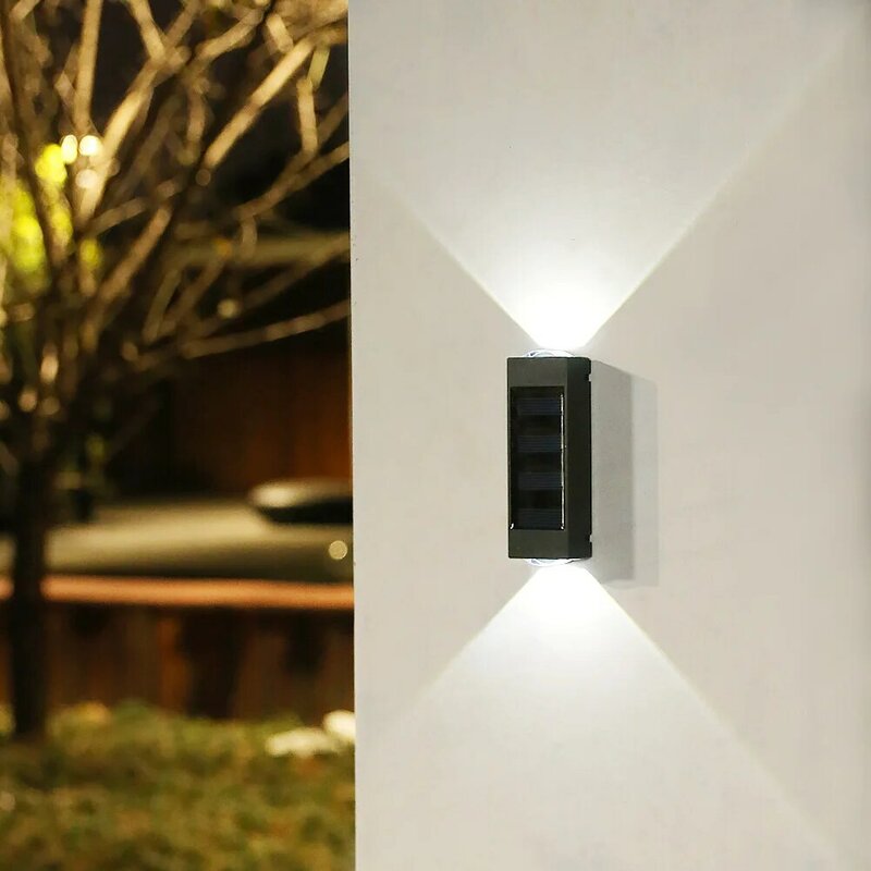 Lámpara Solar LED de pared empalmada, iluminación luminosa de arriba y abajo, impermeable, para exteriores, jardín, patio, Parque