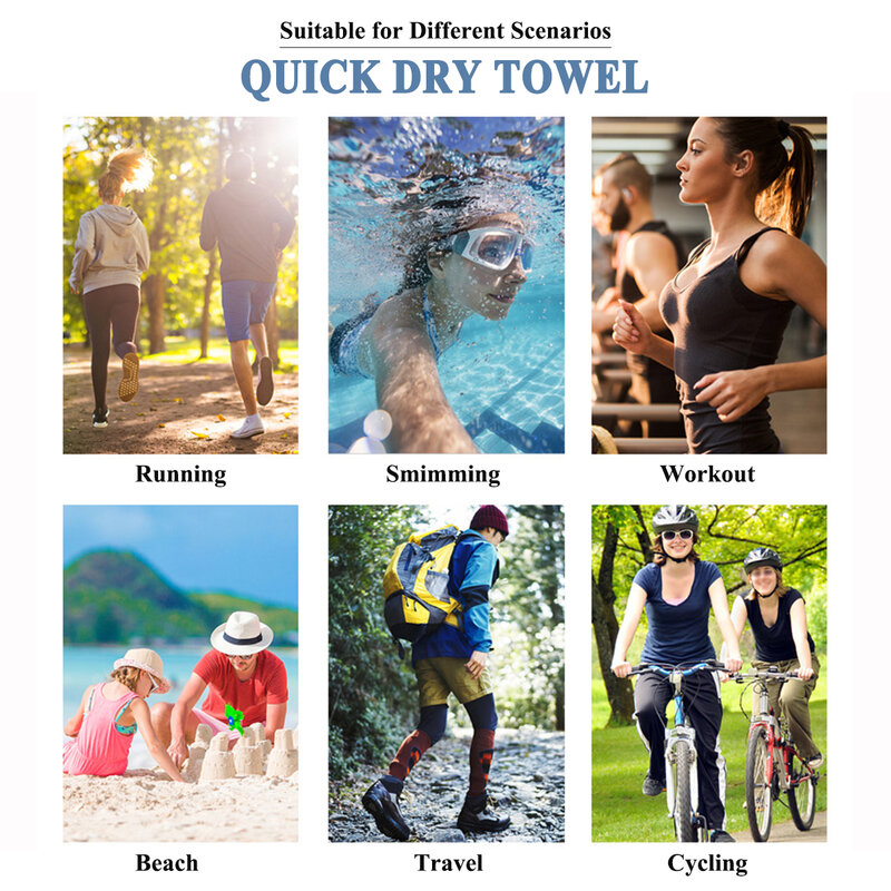 Полотенце из микрофибры для путешествий, пляжное полотенце, быстросохнущее полотенце для пешего туризма, йоги, спортзала, спорта, альпинизма, плавания, кемпинга, супервпитывающее