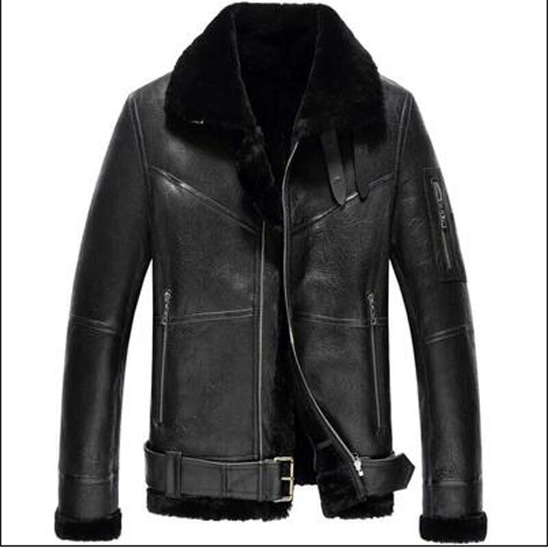 Especial dos homens de pele carneiro shearling jaqueta cor marrom 100% natural roupas de pele masculino inverno grosso quente casaco de pele real