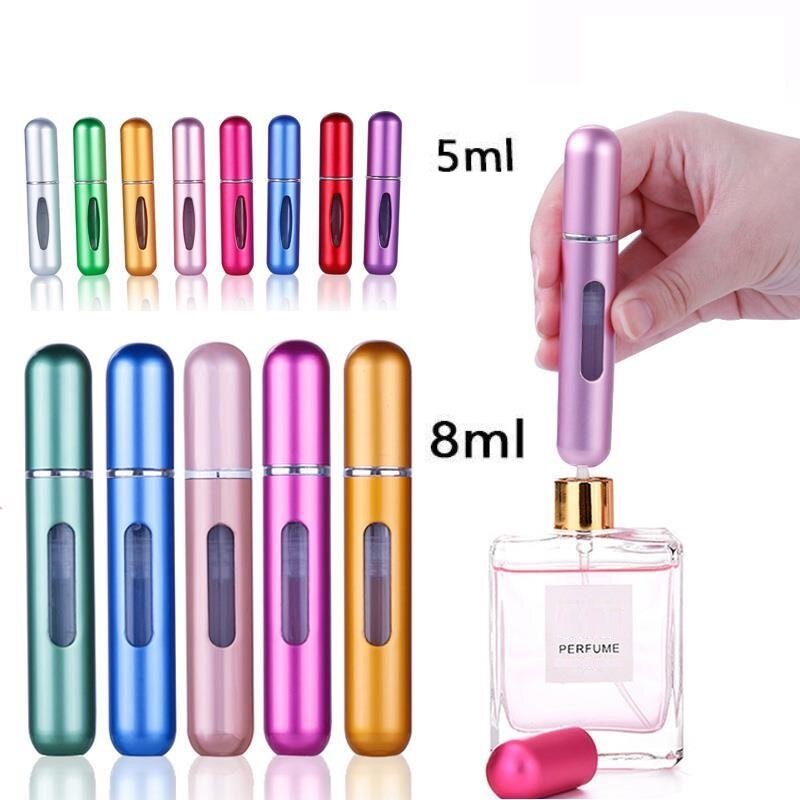 Garrafa de perfume recarregável Mini, Garrafa de spray cosmético portátil, Atomizer Spray Container, Viagem, 5ml, 8ml