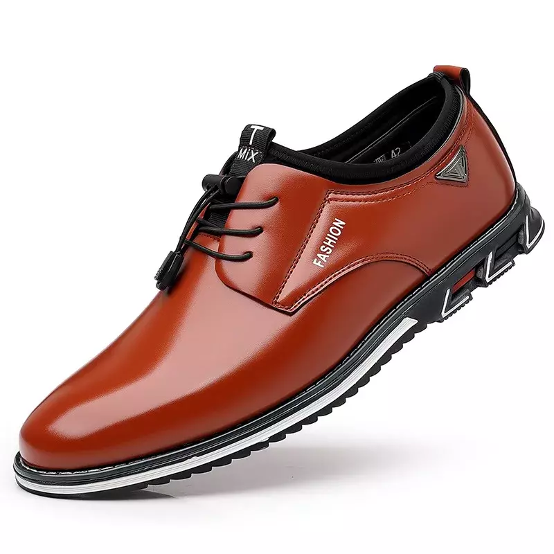 Sepatu Formal kulit sapi kasual gaya Inggris, sepatu tunggal kulit pria nyaman Low-top